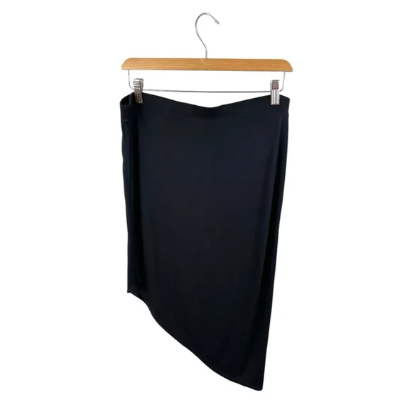 * NEW Halston Black Viscose Jersey Pull On Asymmetrical Skirt Size S - Picture 3 of 5